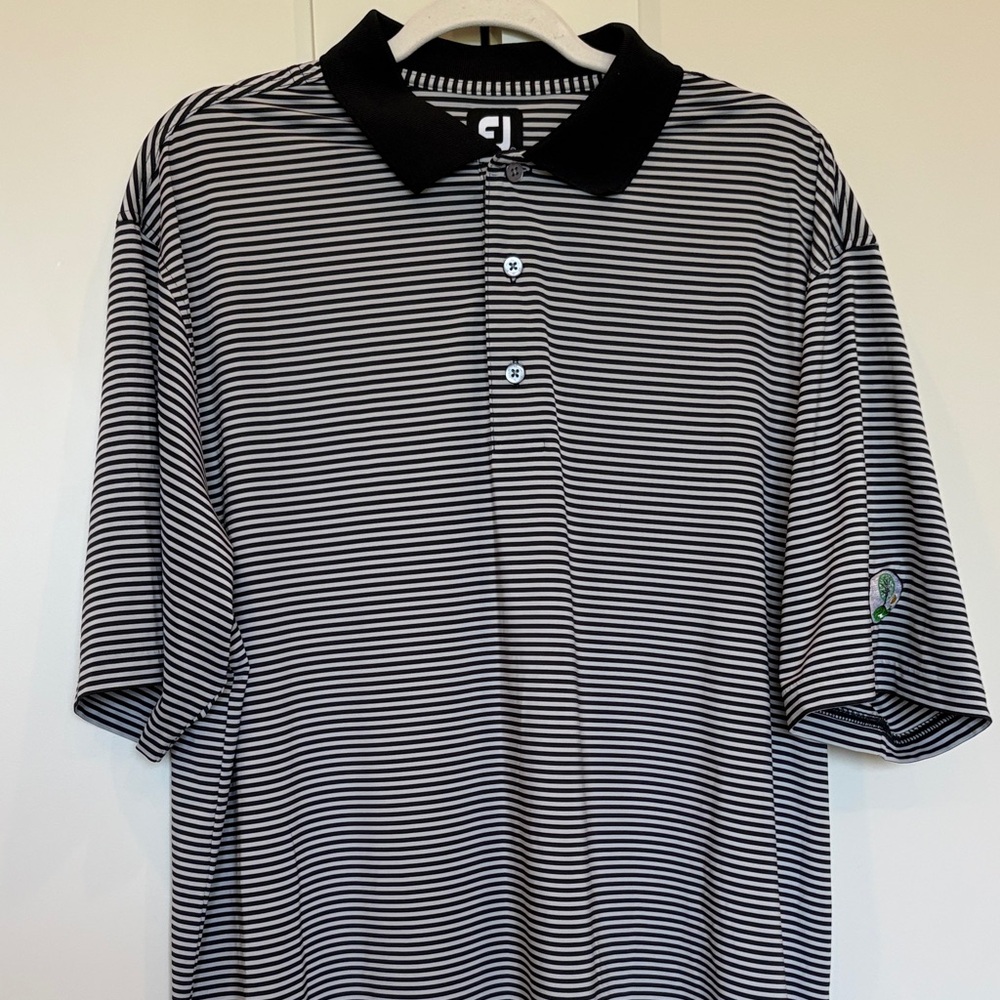 FootJoy Men’s Black & Silver Striped Polo Shirt